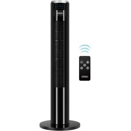 VonHaus Ventilateur tour silencieux avec télécommande 87 cm Noir, Ventilateur Colonne Oscillation à 70 °, Ventilateur avec Mode 