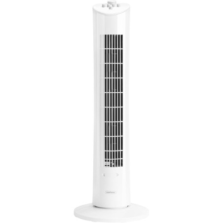 VonHaus 80 cm Ventilateur Colonne 60W Blanc, Ventilateur Sur Pied Oscillant à 70° avec 2H Minuterie, 3 Vitesses, Autonome, Venti