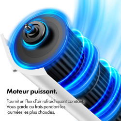 VonHaus 80 cm Ventilateur Colonne 60W Blanc, Ventilateur Sur Pied Oscillant à 70° avec 2H Minuterie, 3 Vitesses, Autonome, Venti