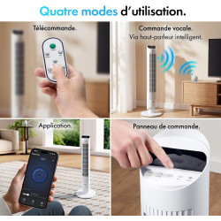 VonHaus Ventilateur Colonne 102 cm,Ventilateur Électrique sur Pied pour Refroidissement, Smart WiFi Compatible Alexa/Google Home