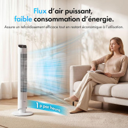 VonHaus Ventilateur Colonne 102 cm,Ventilateur Électrique sur Pied pour Refroidissement, Smart WiFi Compatible Alexa/Google Home