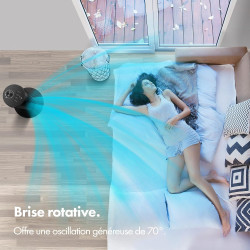 VonHaus 80 cm Ventilateur Colonne 60 W Noir, Ventilateur Sur Pied Oscillant à 70° avec 2H Minuterie, 3 Vitesses, Autonome, Venti