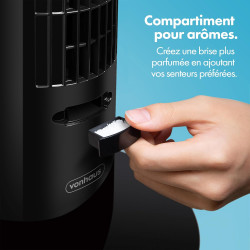 VonHaus 80 cm Ventilateur Colonne 60 W Noir, Ventilateur Sur Pied Oscillant à 70° avec 2H Minuterie, 3 Vitesses, Autonome, Venti