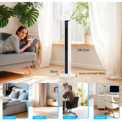 ROVSUN Ventilateur Colonne Silencieux, Ventilateur Tour 106,5 cm, 3 Vitesses, 3 Modes, Oscillation 60°, Minuterie 12H, 40dB, Tél