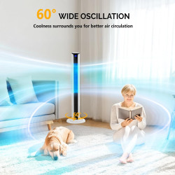 ROVSUN Ventilateur Colonne Silencieux, Ventilateur Tour 106,5 cm, 3 Vitesses, 3 Modes, Oscillation 60°, Minuterie 12H, 40dB, Tél