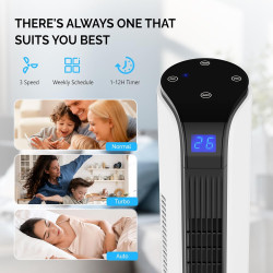 ROVSUN Ventilateur Colonne Silencieux, Ventilateur Tour 106,5 cm, 3 Vitesses, 3 Modes, Oscillation 60°, Minuterie 12H, 40dB, Tél