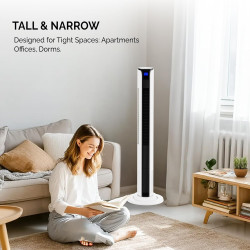 ROVSUN Ventilateur Colonne Silencieux, Ventilateur Tour 106,5 cm, 3 Vitesses, 3 Modes, Oscillation 60°, Minuterie 12H, 40dB, Tél