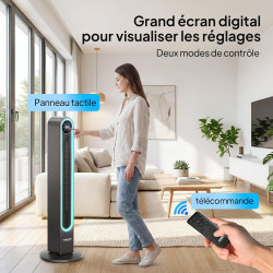 ROVSUN Ventilateur Colonne Silencieux, Ventilateur Tour 107cm, 4 Vitesses, 3 Modes, Minuterie 9H, Oscillation 150°, Télécommande
