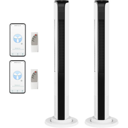 ROVSUN Ventilateur Colonne Silencieux, Ventilateur Tour 34'' (87cm), 35dB, Télécommande, Écran Tactile, Oscillation 90° (2, Blan