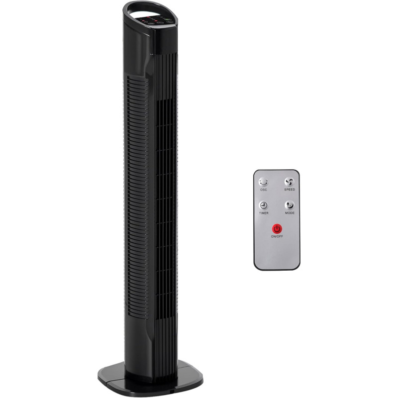 HOMCOM Ventilateur colonne silencieux 50 W, ventilateur tour pour chambre avec 3 modes 3 vitesses, télécommande, oscillant 70°, 