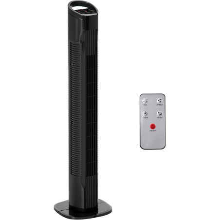 HOMCOM Ventilateur colonne silencieux 50 W, ventilateur tour pour chambre avec 3 modes 3 vitesses, télécommande, oscillant 70°, 