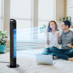 HOMCOM Ventilateur colonne silencieux 50 W, ventilateur tour pour chambre avec 3 modes 3 vitesses, télécommande, oscillant 70°, 