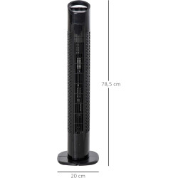 HOMCOM Ventilateur colonne silencieux 50 W, ventilateur tour pour chambre avec 3 modes 3 vitesses, télécommande, oscillant 70°, 