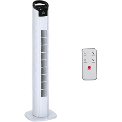 HOMCOM Ventilateur colonne silencieux 50 W, ventilateur tour pour chambre avec 3 modes 3 vitesses, télécommande, oscillant 70°, 