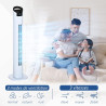 HOMCOM Ventilateur colonne silencieux 50 W, ventilateur tour pour chambre avec 3 modes 3 vitesses, télécommande, oscillant 70°, 