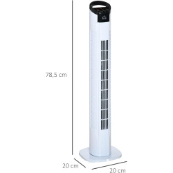 HOMCOM Ventilateur colonne silencieux 50 W, ventilateur tour pour chambre avec 3 modes 3 vitesses, télécommande, oscillant 70°, 