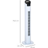 HOMCOM Ventilateur colonne silencieux 50 W, ventilateur tour pour chambre avec 3 modes 3 vitesses, télécommande, oscillant 70°, 