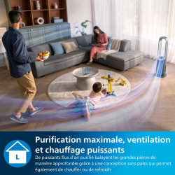 Philips Purificateur d'air Série 8000 - Purificateur, Chauffage & Ventilateur 3en1, jusqu'à 70m², Élimine 99,97% Allergènes & Po