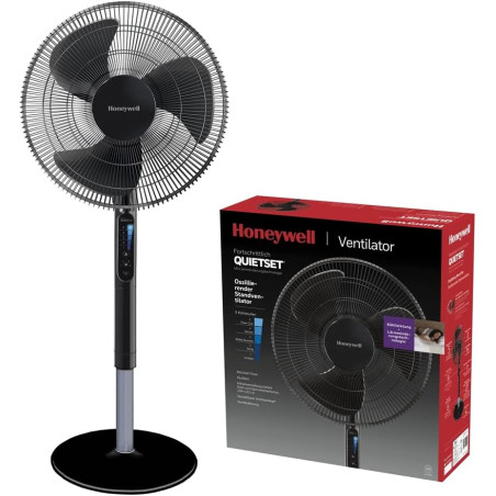 Honeywell Ventilateur oscillant sur pied Advanced QuietSet® (5 vitesses, fonction minuterie, oscillation à 70 °, hauteur réglabl