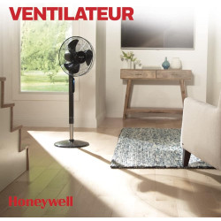 Honeywell Ventilateur oscillant sur pied Advanced QuietSet® (5 vitesses, fonction minuterie, oscillation à 70 °, hauteur réglabl