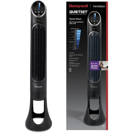 Honeywell HYF290E4 Ventilateur Tour QuietSet Puissant et Ultra Silencieux-avec télécommande-HYF290E, Noir