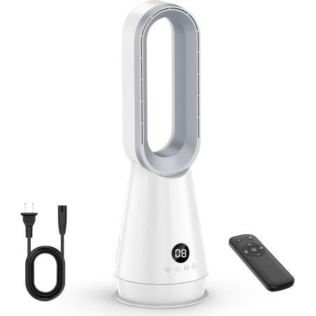 Ventilateur Colonne Sans Pales, Ventilateur Tour Silencieux avec Télécommande, 8 Vitesses, Moteur Brushless, Rotation Horizontal