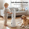 Ventilateur Colonne Sans Pales, Ventilateur Tour Silencieux avec Télécommande, 8 Vitesses, Moteur Brushless, Rotation Horizontal