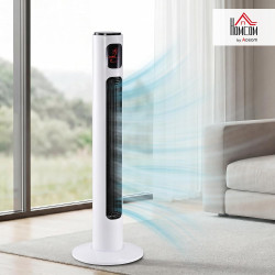 HOMCOM Ventilateur Colonne Silencieux 45 W, Ventilateur Tour pour Chambre avec 3 Modes 3 Vitesses, télécommande, oscillant 70°, 