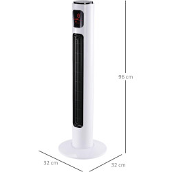 HOMCOM Ventilateur Colonne Silencieux 45 W, Ventilateur Tour pour Chambre avec 3 Modes 3 Vitesses, télécommande, oscillant 70°, 