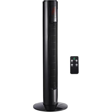 HOMCOM Ventilateur Colonne Silencieux 45 W, Ventilateur Tour pour Chambre avec 3 Modes 3 Vitesses, télécommande, oscillant 70°, 