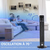 HOMCOM Ventilateur Colonne Silencieux 45 W, Ventilateur Tour pour Chambre avec 3 Modes 3 Vitesses, télécommande, oscillant 70°, 