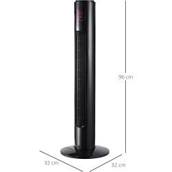 HOMCOM Ventilateur Colonne Silencieux 45 W, Ventilateur Tour pour Chambre avec 3 Modes 3 Vitesses, télécommande, oscillant 70°, 