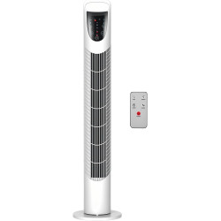 HOMCOM Ventilateur colonne silencieux 40 W, ventilateur tour pour chambre avec 3 modes 3 vitesses, télécommande, oscillant 70°, 