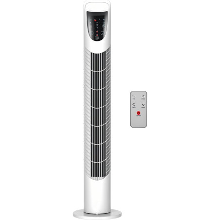 HOMCOM Ventilateur colonne silencieux 40 W, ventilateur tour pour chambre avec 3 modes 3 vitesses, télécommande, oscillant 70°, 