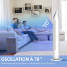 HOMCOM Ventilateur colonne silencieux 40 W, ventilateur tour pour chambre avec 3 modes 3 vitesses, télécommande, oscillant 70°, 