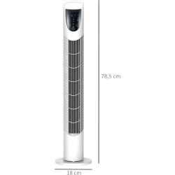 HOMCOM Ventilateur colonne silencieux 40 W, ventilateur tour pour chambre avec 3 modes 3 vitesses, télécommande, oscillant 70°, 
