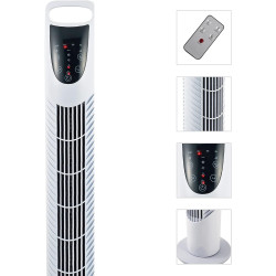 HOMCOM Ventilateur colonne silencieux 40 W, ventilateur tour pour chambre avec 3 modes 3 vitesses, télécommande, oscillant 70°, 