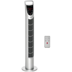 HOMCOM Ventilateur colonne silencieux 40 W, ventilateur tour pour chambre avec 3 modes 3 vitesses, télécommande, oscillant 70°, 