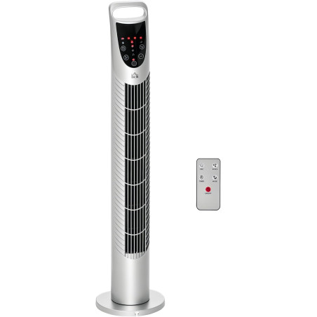 HOMCOM Ventilateur colonne silencieux 40 W, ventilateur tour pour chambre avec 3 modes 3 vitesses, télécommande, oscillant 70°, 