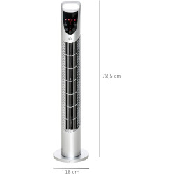 HOMCOM Ventilateur colonne silencieux 40 W, ventilateur tour pour chambre avec 3 modes 3 vitesses, télécommande, oscillant 70°, 