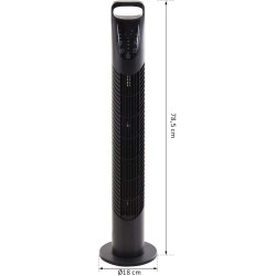 HOMCOM Ventilateur colonne silencieux 40 W, ventilateur tour pour chambre avec 3 modes 3 vitesses, télécommande, oscillant 70°, 