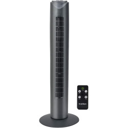 Bastilipo - Ventilateur tour avec télécommande, puissance 50 W - 3 vitesses, Sagres, Noir