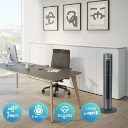 Bastilipo - Ventilateur tour avec télécommande, puissance 50 W - 3 vitesses, Sagres, Noir