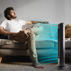 Bastilipo - Ventilateur tour avec télécommande, puissance 50 W - 3 vitesses, Sagres, Noir