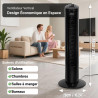 Ventilateur Colonne Tour Silencieux, hauteur 74 cm, Oscillant 70°, Ventilateur sur Pied avec Télécommandé, 3 Niveaux de Vitesse,