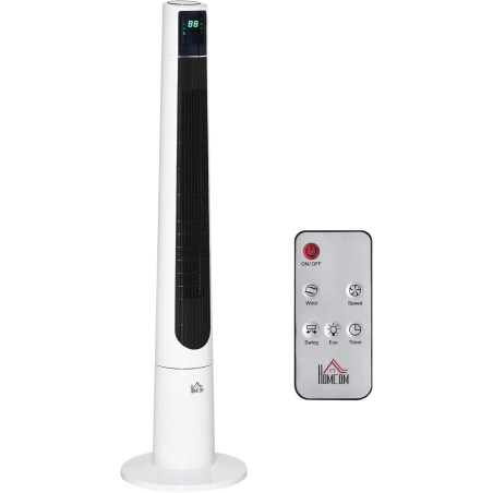 HOMCOM Ventilateur colonne silencieux 50W télécommande minuterie 12h Ventilateur sur pied chambre 3 Vitesses 3 Modes Oscillation