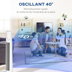 HOMCOM Ventilateur colonne silencieux 50W télécommande minuterie 12h Ventilateur sur pied chambre 3 Vitesses 3 Modes Oscillation
