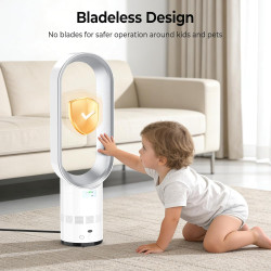 Ventilateur tour sans pales avec purificateur d'air, ventilateur tour silencieux de 60 cm pour chambre à coucher, oscillation à 