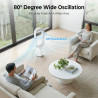 Ventilateur tour sans pales avec purificateur d'air, ventilateur tour silencieux de 60 cm pour chambre à coucher, oscillation à 