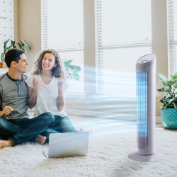 HOMCOM Ventilateur colonne silencieux et puissant 45W ventilateur tour 3 vitesses et oscillant 70°, pour chambre, bureau, 27 x 2